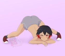 ass black_and_red_hair exor exor_(exoryer) exoryer incubus jack-o_pose red_eyes