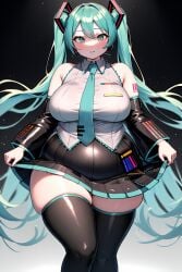 ai_generated bbw big_breasts blue_hair chubby_female fat fully_clothed hatsune_miku hi_res obese_female overweight plump plus_size pose thick thick_thighs thighhighs tie tight_clothing vocaloid