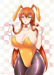 afterproject aki_(somegu) animal_ears big_breast big_breasts bowtie bowtie_collar brown_hair brown_hair_female bunny_costume bunny_ear bunny_ears bunny_girl bunnygirl bunnysuit huge_breast huge_breasts large_breast large_breasts long_brown_hair long_hair_female somegu yellow_eyes