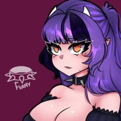 big_breasts fuamyero hanano_(oc) purple_hair sad tagme