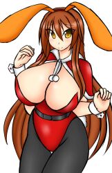 aki_(somegu) animal_ears big_breast big_breasts bowtie bowtie_collar brown_hair brown_hair_female bunny_costume bunny_ear bunny_ears bunny_girl bunny_tail bunnygirl bunnysuit christmas christmas_clothing christmas_outfit huge_breast huge_breasts large_breast large_breasts long_brown_hair long_hair_female somegu yellow_eyes