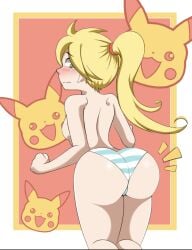 1girls alternate_breast_size alternate_costume alternate_outfit bikini blonde_hair blush breasts female hat long_hair nintendo pokeball pokemon pokemon_(manga) pokemon_adventures ponytail straw_hat underboob wide_hips yellow_(pokemon)