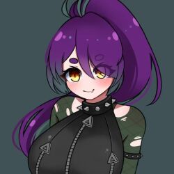 clothed fishnet_shirt fuamyero hanano_(oc) purple_hair tagme