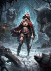 artist_request blood female female_human red_riding_hood sword tagme werewolf wolf