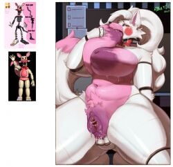 anal anal_fingering anthro breasts canid canine cyan_asdf female fingering five_nights_at_freddy's five_nights_at_freddy's_2 fox genitals hi_res huge_breasts mammal mangle_(fnaf) nipple_fetish nipple_play nipple_suck nude pussy scottgames solo sucking tail wet_pussy white_body yellow_eyes