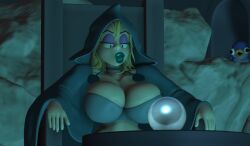 3d big_breasts big_lips bimbo bimbo_lips blonde_hair breast_squish choker cleavage fizzymola human meme penguin pogchamp pondering_my_orb robe white_skin wizard