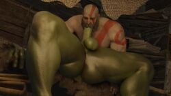 2boys animated ass balls bara beard bed big_penis blowjob daddy deepthroat gay gay_blowjob god_of_war green_body green_skin huge_cock kratos loop low-angle_view lying lying_on_back male male/male male_only moustache muscles muscular muscular_male muscular_thighs no_sound nude nude_male older_male open_mouth oral oral_sex orc penis penis_in_mouth power_bottom tagme tattoo thick_thighs thighs video white_skin wondershark2