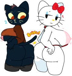 2girls anthro ass big_ass cassettedream crossover dream-cassette feline female female_only furry furry_only hello_kitty hello_kitty_(character) hello_kitty_(series) hoshime kitty_white mae_borowski night_in_the_woods sanrio tagme transparent_background