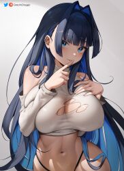 1girls barely_clothed blue_eyes blue_hair breasts female female_only greatodoggo hips hololive hololive_english hololive_english_-council- hololive_english_-promise- large_breasts light-skinned_female light_skin long_hair navel ouro_kronii slim_waist thick_thighs thighs virtual_youtuber wide_hips