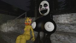 3d big_breasts breasts envy five_nights_at_freddy's five_nights_at_freddy's_2 five_nights_at_freddy's_4 glare huge_breasts jealousy marionette_(fnaf) nightmarionne onsen puppet_(fnaf) small_breasts source_filmmaker toy_chica_(fnaf) yuuki_momofox