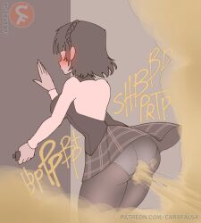 1girls ass ass blush carafalsa fart fart_cloud fart_fetish farting female makoto_niijima panties persona persona_5 solo