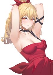 armpits blonde_hair female female_only fenny_golden pigtails red_dress rose snowbreak:_containment_zone tagme