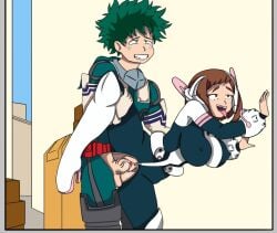 1boy 1boy1girl 1girls against_wall artist_request big_breasts big_penis big_thighs boku_no_hero_academia breasts brown_eyes brown_hair canon_couple deku erect_nipples_under_clothes female female_penetrated grabbing_leg green_eyes green_hair hero_outfit_(mha) huge_breasts huge_cock huge_penis izuku_midoriya izuku_midoriya_(hero_outfit) large_penis leg_grab light_skin looking_away looking_pleasured male male/female male_penetrating male_penetrating_female midoriya_izuku midoriya_izuku_(hero_outfit) my_hero_academia ochako_uraraka ochako_uraraka_(hero_outfit) penile_penetration penis penis_in_pussy penis_in_vagina pleasure_face pussy pussy_juice sex sex_from_behind thick_thighs uraraka_ochako uraraka_ochako_(hero_outfit) uravity vaginal_penetration vaginal_sex