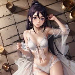 ai_generated big_ass big_breasts bikini bikini_bottom bikini_top black_hair blue_eyes large_ass large_breasts long_hair looking_at_viewer nakatsukasa_tsubaki pale_skin ponytail soul_eater swimsuit thighs triluxor1331 voluptuous voluptuous_female wide_hips