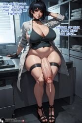 1futa 2023 ai_generated arm_support arm_up atlus belly big_breasts big_penis black_dress blue_hair blush bob_cut bodily_fluids bottomless breasts brown_eyes caption choker cleavage clinic coat collarbone covered_breasts covered_nipples curtain curvaceous curvy dark_blue_hair desk dress dripping dripping_penis dripping_precum earrings english english_text exposed_penis feet flaccid_penis foreskin front_view futa_only futanari gloves goth goth_futa hand_behind_head heels high_resolution highres hips hospital_room huge_breasts huge_cock indoors inviting inviting_to_anal inviting_to_sex inviting_to_suck lab_coat labcoat laboratory lips looking_at_viewer navel nipple_bulge nipples partially_retracted_foreskin penis penis_on_thighs persona persona_5 precum_drip precum_string room sandals seductive sega semi-erect shadyfox shoes short_hair sitting skindentation slight_blush smile smiling_at_viewer solo solo_focus solo_futa stable_diffusion tae_takemi tagme talking talking_to_viewer teeth teeth_showing text thick_thighs thighs toes uncensored veins veiny veiny_penis voluptuous_futanari wide_hips