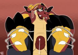 absurd_res anthro barefoot bodily_fluids cum dragon feet foot_fetish foot_focus foot_play furry genital_fluids genitals hi_res jackbaphomet male penis solo tickle_torture tickling tickling_feet