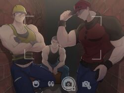 alley alpha_male bidbrock camera_pov city_npc_(pokemon) cocky courier_(pokemon) crossed_arms fully_clothed hard_hat male male_only muscles muscular nintendo npc_trainer pokemon sitting worker_(pokemon)