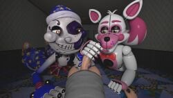 3d balls daycare_attendant_(fnaf) dick five_nights_at_freddy's five_nights_at_freddy's:_security_breach five_nights_at_freddy's:_sister_location five_nights_at_freddy's_4 funtime_foxy funtime_foxy_(fnaf) funtime_foxy_(fnafsl) genitals handjob male_pov michael_afton moondrop point_of_view pov pov_handjob source_filmmaker tagme yuuki_momofox