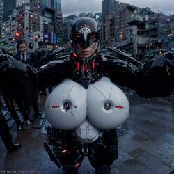 1female ai_generated armor female female_only helmet looking_at_viewer outdoors outside photorealistic plump police policewoman pov pov_eye_contact raining self_upload shiny_armor smile smiling_at_viewer solo_female solo_focus stable_diffusion sweetai thick_legs thick_thighs wet_floor