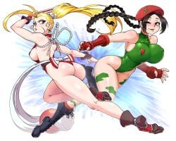 ass big_breasts black_hair blonde_hair cammy_white cosplay kawa-v king_of_fighters mai_shiranui street_fighter