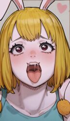 ahegao ai_generated anthro ashamed blonde_hair blush bunny_ears carrot_(one_piece) close-up female female_only looking_up minkmen_(one_piece) mouth_open one_piece trompitpro