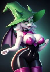 3d ai_generated anthro deltarune genderswap_(mtf) hd ralsei ralsei_(female) ralsei_with_white_fur rouge_the_bat_(cosplay) rule_63 tagme