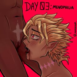 2023 _mimama69_ blonde_hair blood blood_stain cunnilingus cuntboy digital_media_(artwork) dio_brando earrings elf_ears enrico_pucci intersex jojo's_bizarre_adventure kinktober licking licking_pussy makeup male menophilia menstruation page_3 period period_blood pubic_hair pussy red_eyes scar simple_background vagina vampire