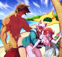 1girls 2boys against_tree anal anal_sex asuka_r._kreutz beach beachwear bent_over bisexual bisexual_male bisexual_sandwich bisexual_threesome blush blushing_profusely breast_grab breasts_out catboy cheating cherrypicmilk coat erect_while_penetrated female femboy guilty_gear guilty_gear_strive halo hand_on_belly hand_on_shoulder jack-o'_valentine leaned_forward leaning_forward light-skinned_female light-skinned_male light_skin long_hair love_train lucky_pierre male_penetrated mfm one-piece_swimsuit red_hair short_hair sol_badguy threesome white_hair yaoi