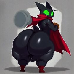 ai_generated anthro ass big_ass big_butt black_body bubble_butt domestic_cat dumptruck_ass exaggerated_anatomy felid feline femboy gay huge_ass large_ass male male_only mao_mao:_heroes_of_pure_heart sheriff_mao_mao_mao thick_thighs wide_hips