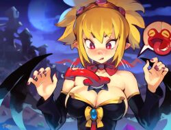 breasts cleavage demon_girl demon_wings disgaea disgaea_2 dress large_breasts motorboating nippon_ichi_software optionaltypo rozalin smothering tink_(disgaea)