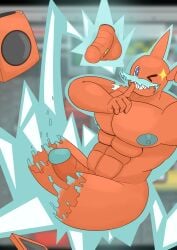 bakablue bara big_penis daddy dildo electricity ghost male_only moustache muscular orange_body pokémon_(species) pokemon prank rotom toy