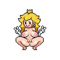 anus breasts mario_(series) mob_face paper_mario paper_peach pixel_art pizzaglover princess_peach pussy sagging_breasts white_background