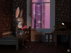 absurd_res anthro bed chickenass dildo disney female fur furniture hi_res judy_hopps lagomorph leporid long_ears mammal nude on_bed purple_eyes rabbit sex_toy sitting sitting_on_bed solo zootopia