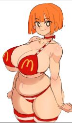 1girls alternate_breast_size bikini busty choker doodle female female_only light-skinned_female light_skin looking_at_viewer mai_munah mcdonald's mom_(japanese_mcdonald's_commercial) orange_hair short_hair sketch slim_waist solo solo_female solo_focus thick_thighs thighhighs thin_waist wide_hips wip yoru_mac