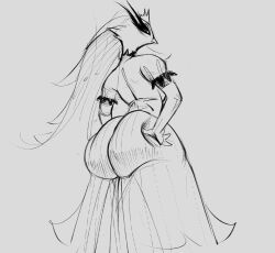 1girls anthro big_ass big_butt bird bubble_butt dat_ass dress gobsmacker hand_on_ass hand_on_butt hand_on_own_ass hand_on_own_butt helluva_boss huge_ass looking_at_viewer looking_back milf mommy owl owl_demon stella_(helluva_boss)