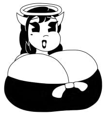 2023 alice_angel bendy_and_the_ink_machine big_breasts boob_window bumm213 clothed demon demon_girl female female_only halo huge_breasts