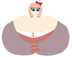 2023 alternate_breast_size big_breasts boob_window breasts_bigger_than_head bumm213 clothed doki_doki_literature_club female female_only huge_breasts hyper hyper_breasts just_sayori sayori_(doki_doki_literature_club) schoolgirl