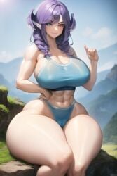 1girls abs ai_generated cameltoe goobla heterochromia huge_breasts nijisanji nijisanji_en nipple_bulge pussy selen_tatsuki smug tagme thick_thighs virtual_youtuber wide_hips