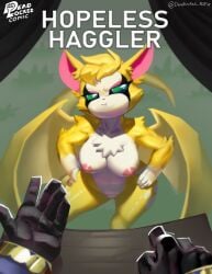 1boy 1girls annoyed anthro breasts chest_tuft comic comic_cover deadlocked dust:_an_elysian_tail female fidget fidget_(elysian_tail) furry hands_on_hips hips male nimbat nipples pink_nipples