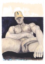 big_balls big_dick cock cock_out dick diego_barros gay gay_male hairy_balls hand_drawn hard_on male_only marker_(artwork) muscles muscular muscular_male onlyfans_model pencil_(artwork) pencil_sketch sketches_by_adab spread_legs stripper