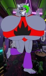 2023 big_breasts boob_window breasts_bigger_than_head bumm213 clothed female female_only five_nights_at_freddy's five_nights_at_freddy's:_security_breach huge_breasts hyper_breasts no_bra robot robot_girl roxanne_wolf_(fnaf) scottgames sideboob solo underboob