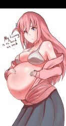 2d aceficeart artist_request belly_expansion bloated bloated_belly bloated_stomach bloated_tummy bocchi_the_rock! gotou_hitori stuffed_belly