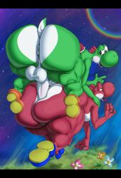 2boys 2d anal anal_sex big_ass big_balls big_butt big_cock big_dick big_penis blue_eyes gay green_yoshi huge_ass huge_butt huge_cock mario mario_(series) nintendo red_yoshi super_mario_bros._wonder thyalluringone yoshi