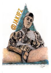 caucasian caucasian_male cock dick dick_slip hard_on jake_"jakipz"_andrich male male_only muscles muscular muscular_male nipple_slip nipples onlyfans_model pencil pencil_(artwork) real_person sketches_by_adab spread_legs tattooed_arm tattooed_chest tattoos