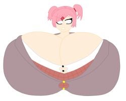 2023 alternate_breast_size big_breasts boob_window breasts_bigger_than_head bumm213 clothed doki_doki_literature_club female female_only huge_breasts hyper hyper_breasts natsuki_(doki_doki_literature_club) schoolgirl