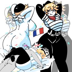 1boy 1girls anon anonymous_male areolae ass beret big_ass big_butt black_legwear blonde_hair blue_nipples blush_stickers child_bearing_hips commission curvy curvy_body curvy_female curvy_figure eyebrows_visible_through_hair female female_only flag french french_female french_flag gigajunyt gloves large_ass large_butt leg_lock legwear looking_at_viewer mating_press naked naked_female nude nude_female original_character sex short_hair slim_waist smile smiling_at_viewer solo solo_female solo_focus straight thick_thighs thin_waist thunder_thighs unseen_male_face vaginal vaginal_penetration vaginal_sex white-skinned_female white_background white_body white_skin white_skinned_female wide_hips