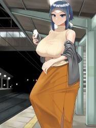 1futa bangs bare_shoulders big_breasts big_penis blue_eyes blue_hair breasts bulge busty clothed clothing dick dickgirl erect_penis erection erection_under_clothes erection_under_dress fully_clothed futa_only futanari huge_breasts huge_cock human hung hung_futanari large_breasts large_penis light-skinned_futanari light_skin long_penis milf milf_futa okome_(komehakumai) penis penis_under_clothes phone short_hair sleeveless smartphone smooth_penis solo standing sweater tenting turtleneck turtleneck_sweater