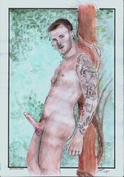 big_penis christian_wilde daddy_wilde gay gay_for_pay gay_pornstar hairy_chest hairy_male hand_drawn hard_on make_up male male_only naked onlyfans_model pencil_(artwork) pencil_sketch porn_star sketches_by_adab tattoo_on_chest tattooed_arm tattoos