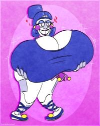 ballora ballora_(fnafsl) big_ass big_breasts boob_window breasts_bigger_than_head clothed female female_only five_nights_at_freddy's five_nights_at_freddy's:_sister_location holding_breast holding_own_breast hyper_breasts robot robot_girl scrumdiddlypop