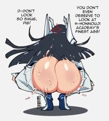 1girls anger_vein angry ass bangs big_ass big_butt black_hair bubble_butt butt butt_focus clapping_buttocks clapping_cheeks dotodonoto dripping dumptruck_ass exposed_ass fat_ass fat_ass_teen high_heel_boots high_heels jiggle jiggling_ass junketsu kill_la_kill kiryuuin_satsuki large_ass ripped_clothing ripped_pants spraying squatting sweat sweatdrop sweaty sweaty_butt teenage_girl teenager text twerking vein voluptuous_teen wide_hips wobbling_ass